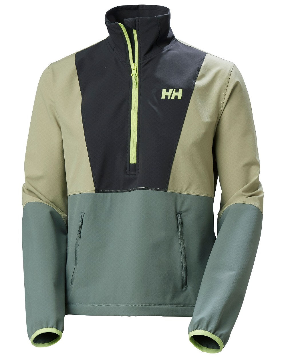 Grey Cactus Ebony coloured Helly Hansen Womens Cascade Shield Anorak on white background 