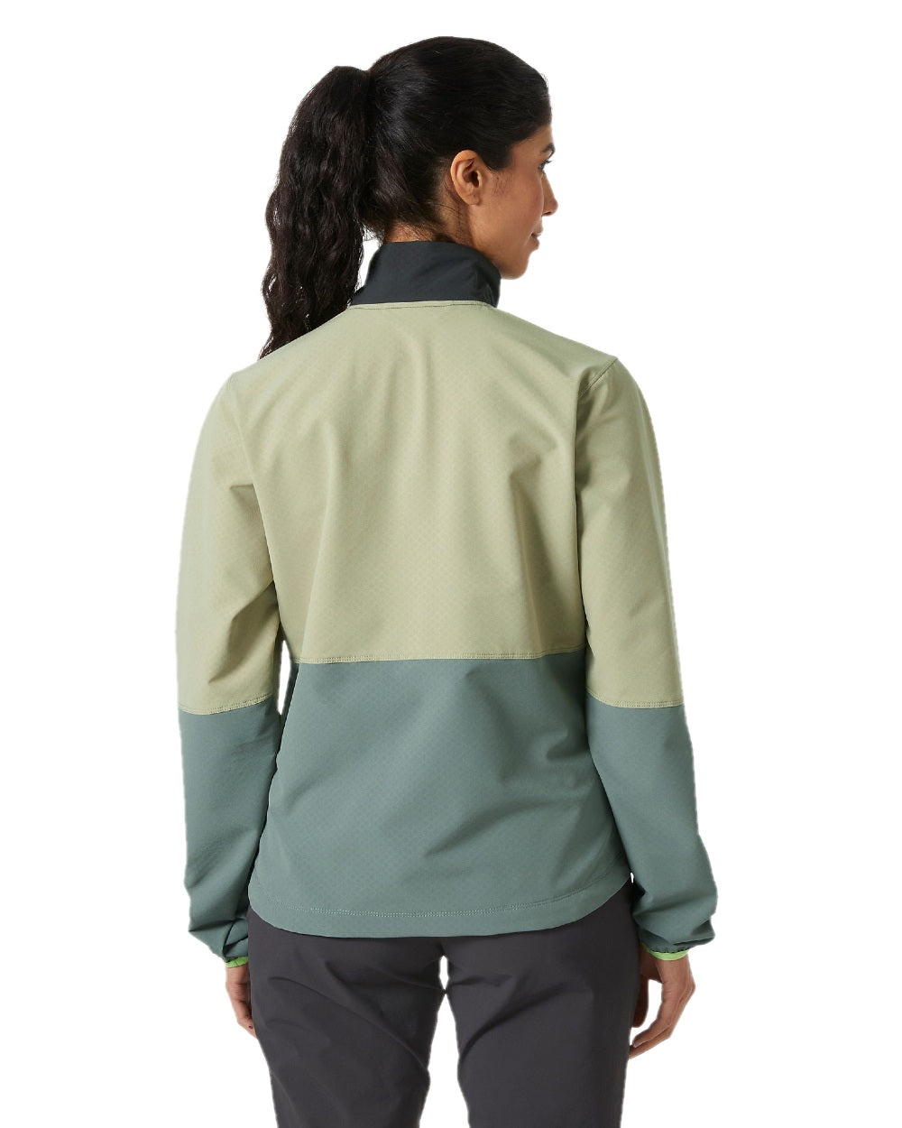 Grey Cactus Ebony coloured Helly Hansen Womens Cascade Shield Anorak on white background 