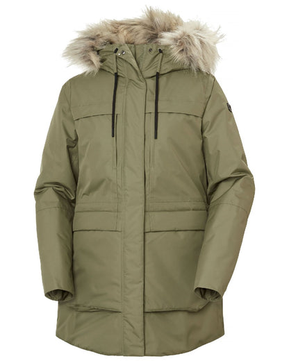 Lav Green Coloured Helly Hansen Womens Coastal Parka on white background 