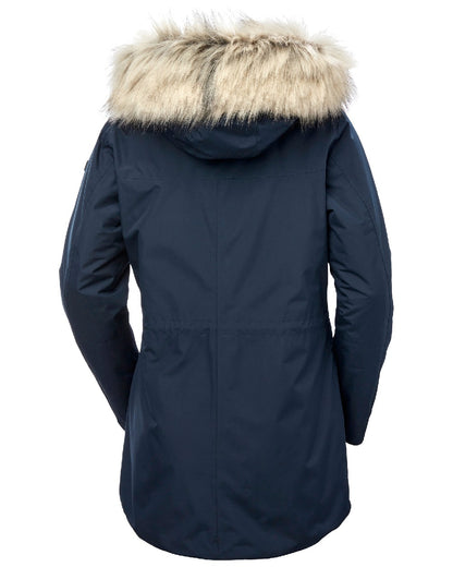 Navy Coloured Helly Hansen Womens Coastal Parka on white background 