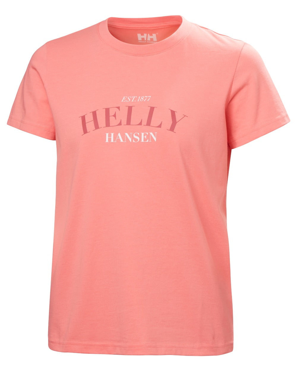 Coral Almond coloured Helly Hansen Womens Core Graphic T-Shirt 2.0 on white background 