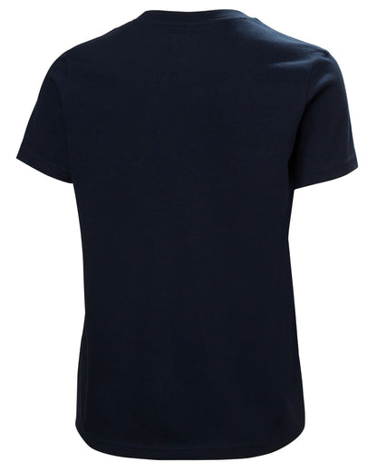 Navy coloured Helly Hansen Womens Core Graphic T-Shirt 2.0 on white background 