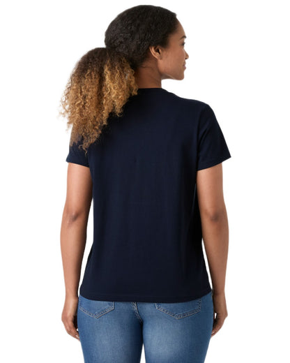 Navy coloured Helly Hansen Womens Core Graphic T-Shirt 2.0 on white background 
