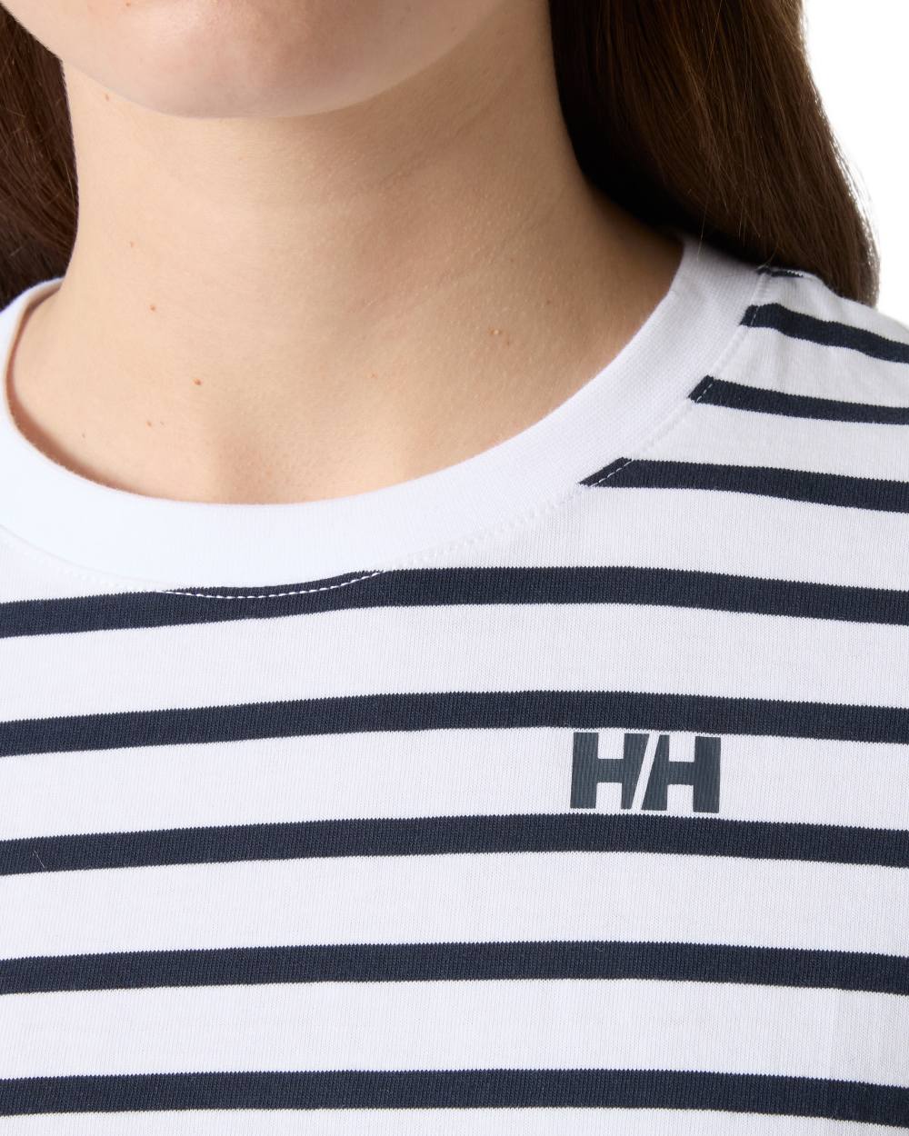 White Lifestyle Stripe coloured Helly Hansen Womens Core Graphic T-Shirt 2.0 on white background 