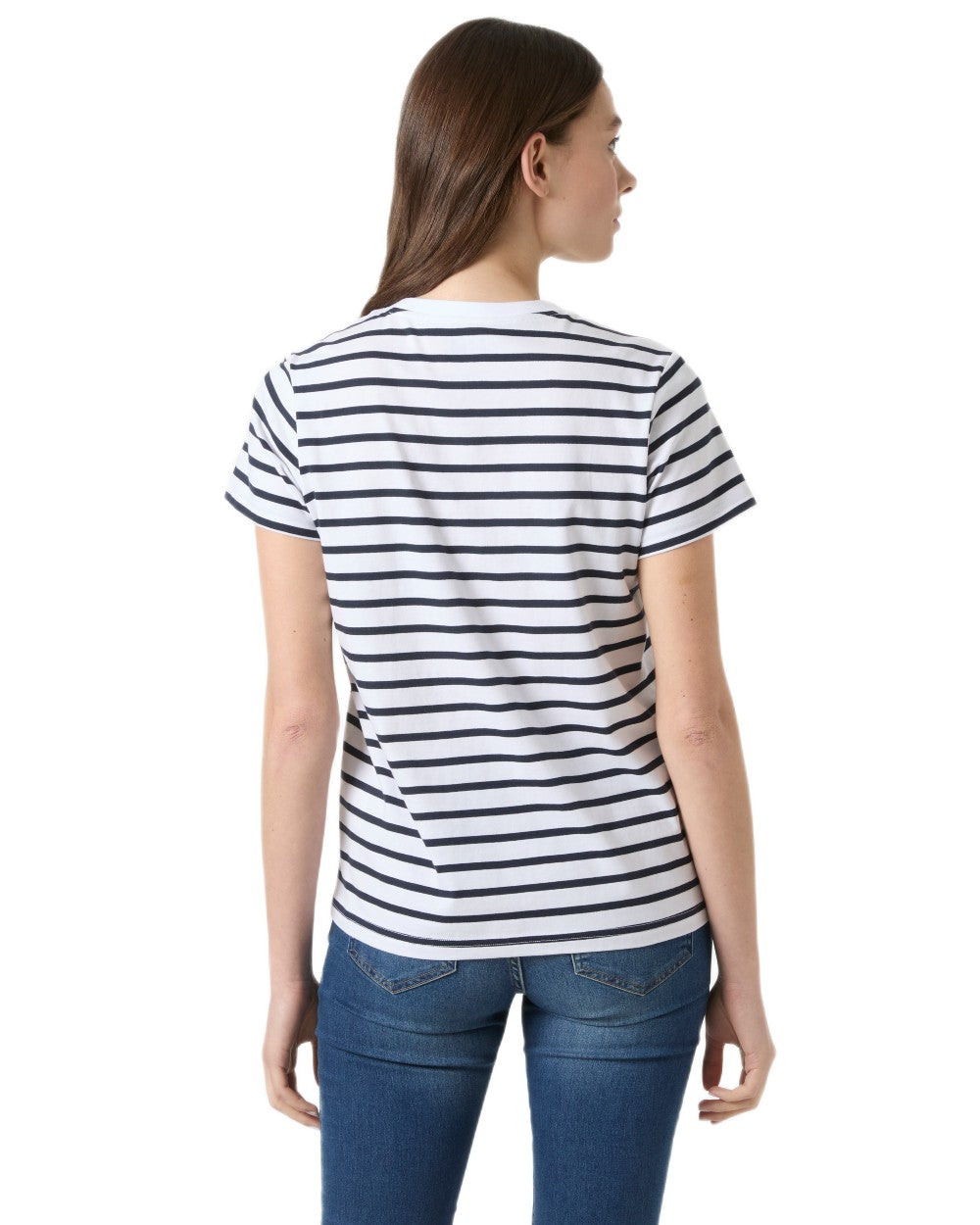 White Lifestyle Stripe coloured Helly Hansen Womens Core Graphic T-Shirt 2.0 on white background 