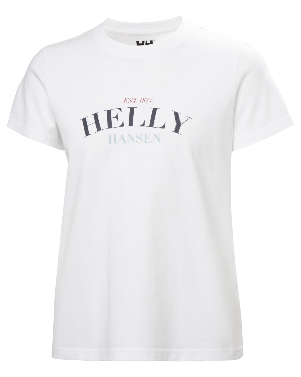 White coloured Helly Hansen Womens Core Graphic T-Shirt 2.0 on white background 