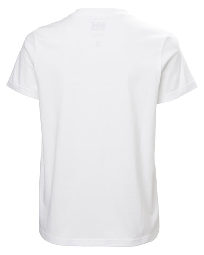 White coloured Helly Hansen Womens Core Graphic T-Shirt 2.0 on white background 