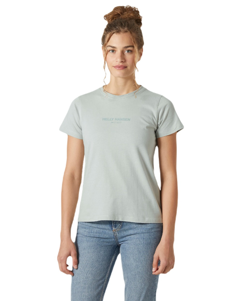 Green Mist coloured Helly Hansen Womens Core T-Shirt 2.0 on white background 