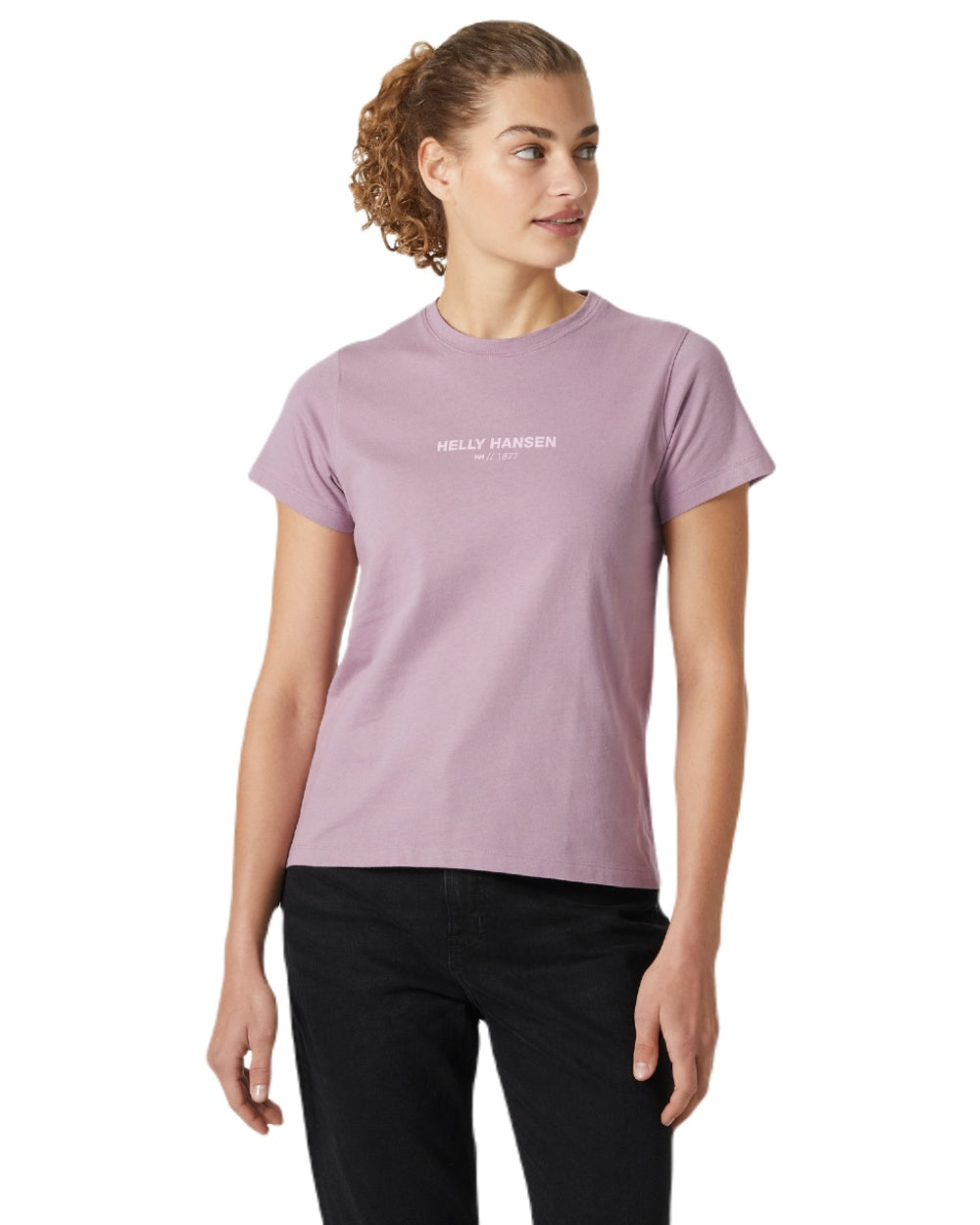 Purple Clay coloured Helly Hansen Womens Core T-Shirt 2.0 on white background 