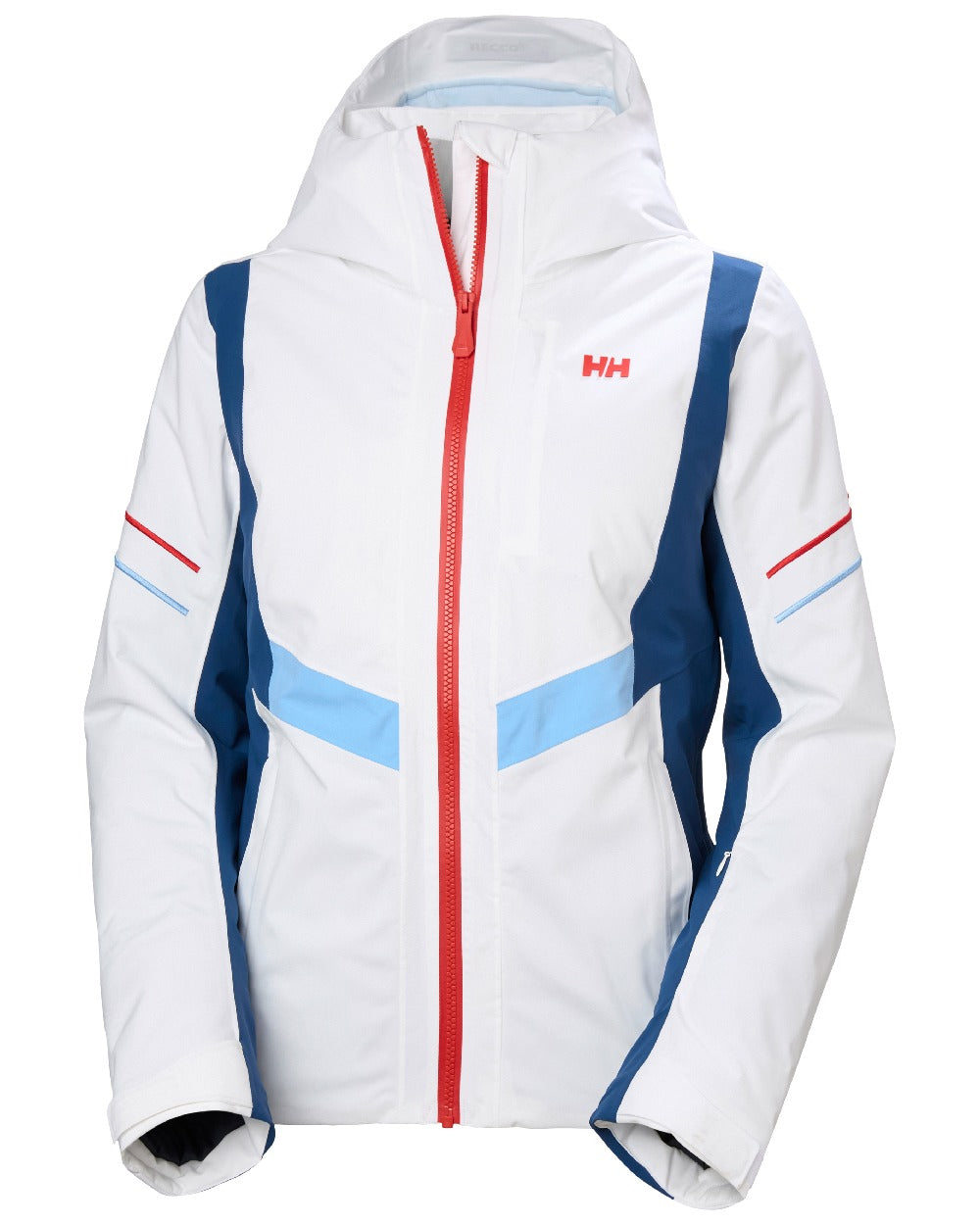 White Coloured Helly Hansen Womens Courchevel Jacket On White Background 