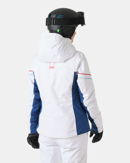 White Coloured Helly Hansen Womens Courchevel Jacket On White Background 