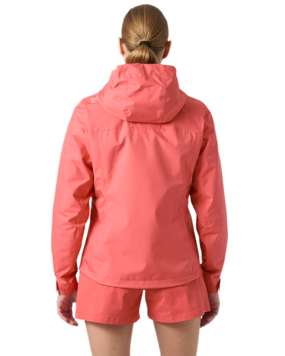 Sunset Pink Coloured Helly Hansen Womens Crew Hooded Midlayer Sailing Jacket 2.0 On A White Background 