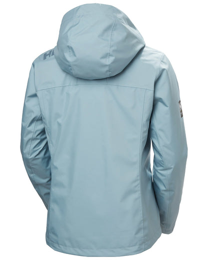 Windy Blue Coloured Helly Hansen Womens Crew Hooded Midlayer Sailing Jacket 2.0 On A White Background 
