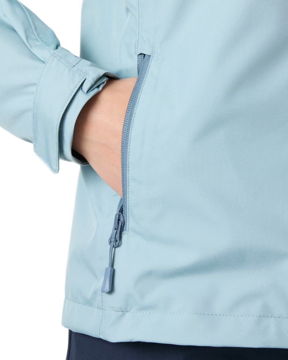 Windy Blue Coloured Helly Hansen Womens Crew Hooded Midlayer Sailing Jacket 2.0 On A White Background 