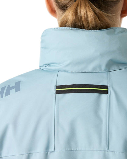 Windy Blue Coloured Helly Hansen Womens Crew Hooded Midlayer Sailing Jacket 2.0 On A White Background 