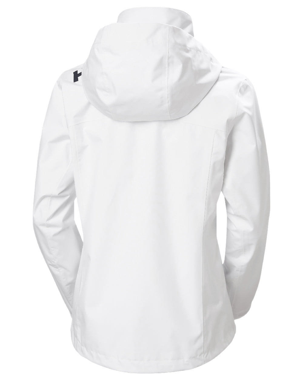 White Coloured Helly Hansen womens crew hooded sailing jacket 2.0 on white background 