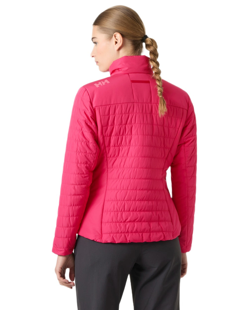 Cranberry coloured Helly Hansen Womens Crew Insulated Sailing Jacket 2.0 on white background 