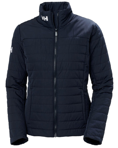 Navy coloured Helly Hansen Womens Crew Insulated Sailing Jacket 2.0 on white background 