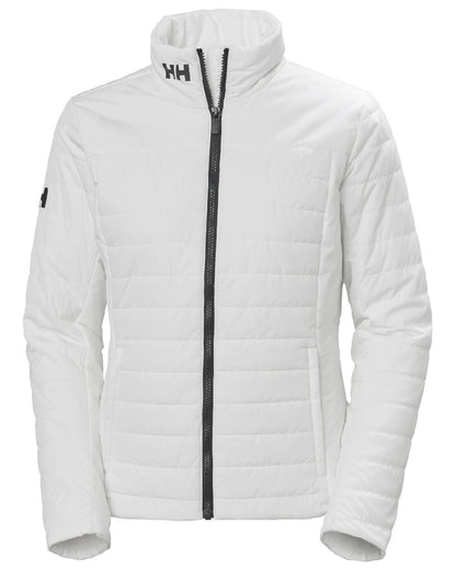 White coloured Helly Hansen Womens Crew Insulated Sailing Jacket 2.0 on white background 