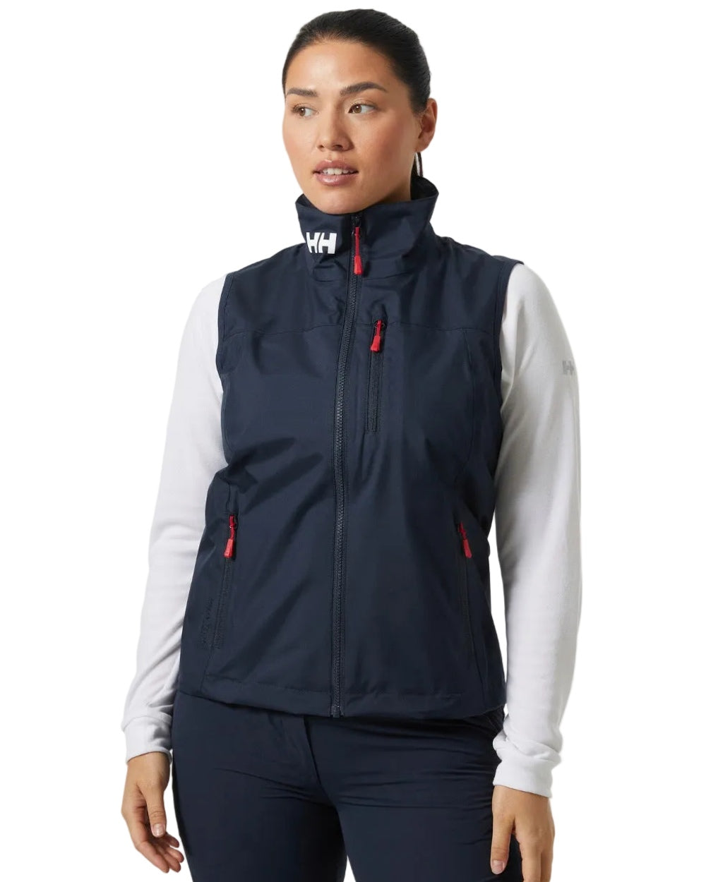 Navy coloured Helly Hansen Womens Crew Sailing Vest 2.0 on white background 