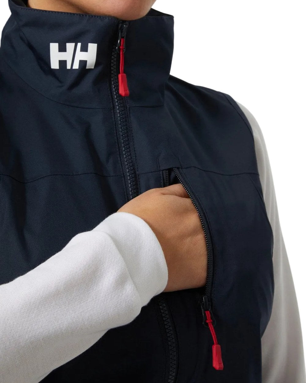 Navy coloured Helly Hansen Womens Crew Sailing Vest 2.0 on white background 