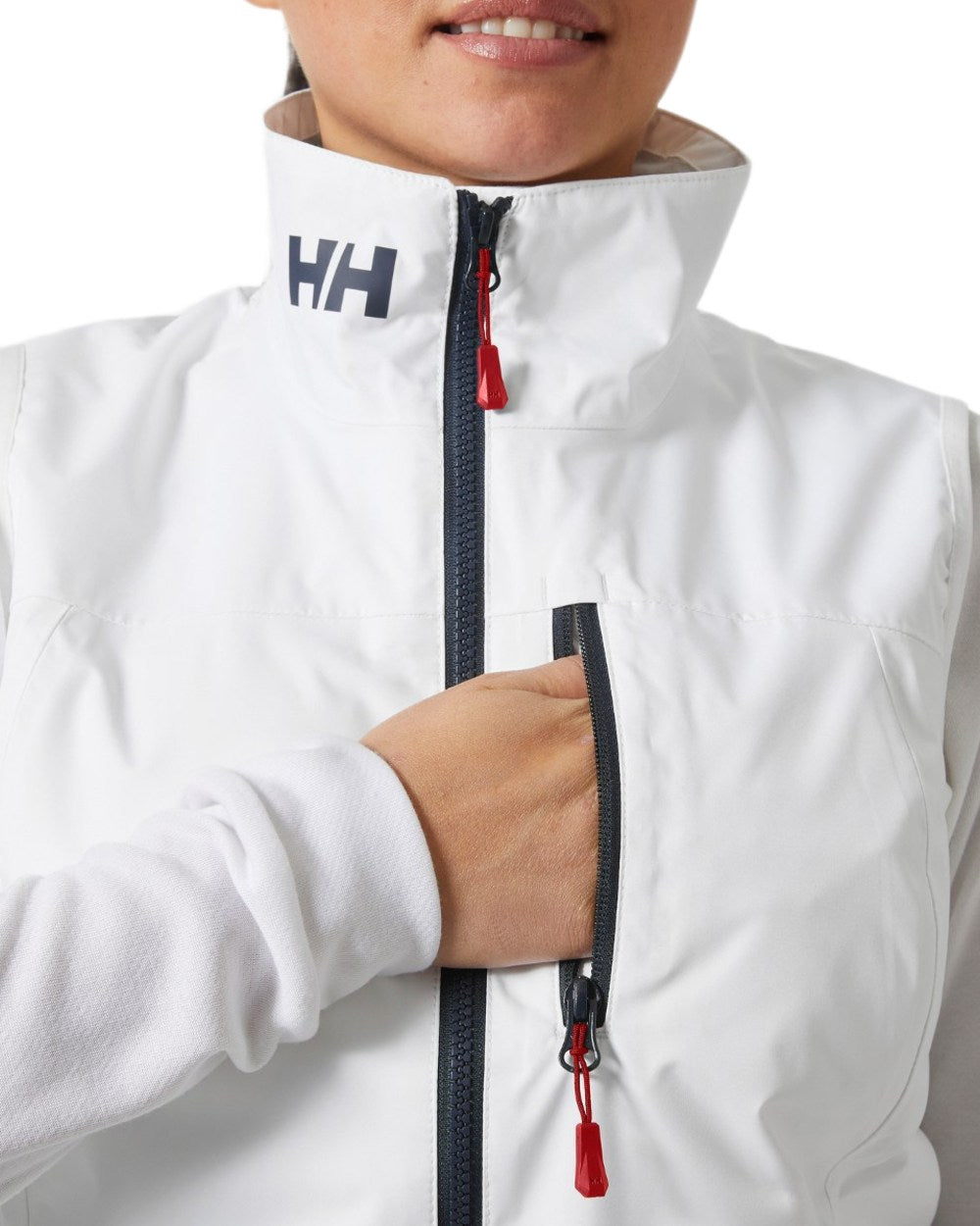 White coloured Helly Hansen Womens Crew Sailing Vest 2.0 on white background 