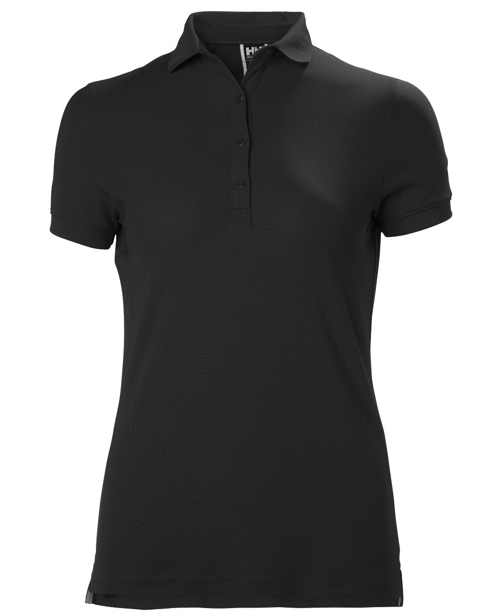 Black coloured Helly Hansen Womens Crewline Polo on White background 