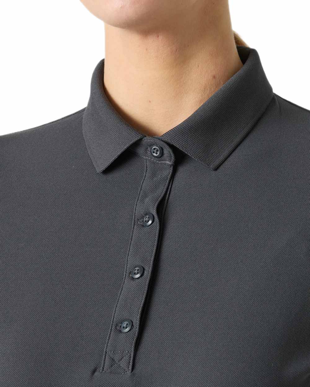 Ebony coloured Helly Hansen Womens Crewline Polo on White background 
