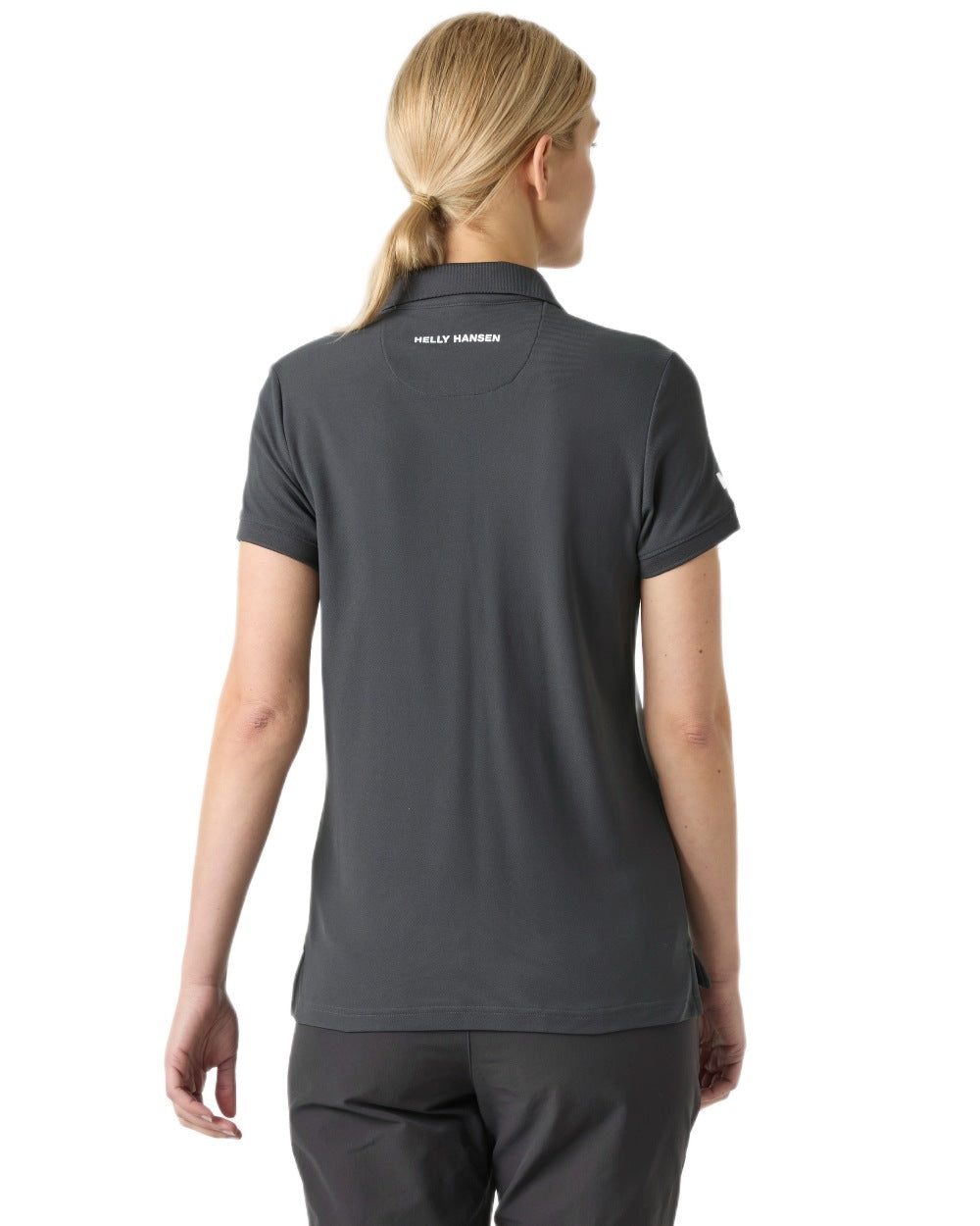 Ebony coloured Helly Hansen Womens Crewline Polo on White background 