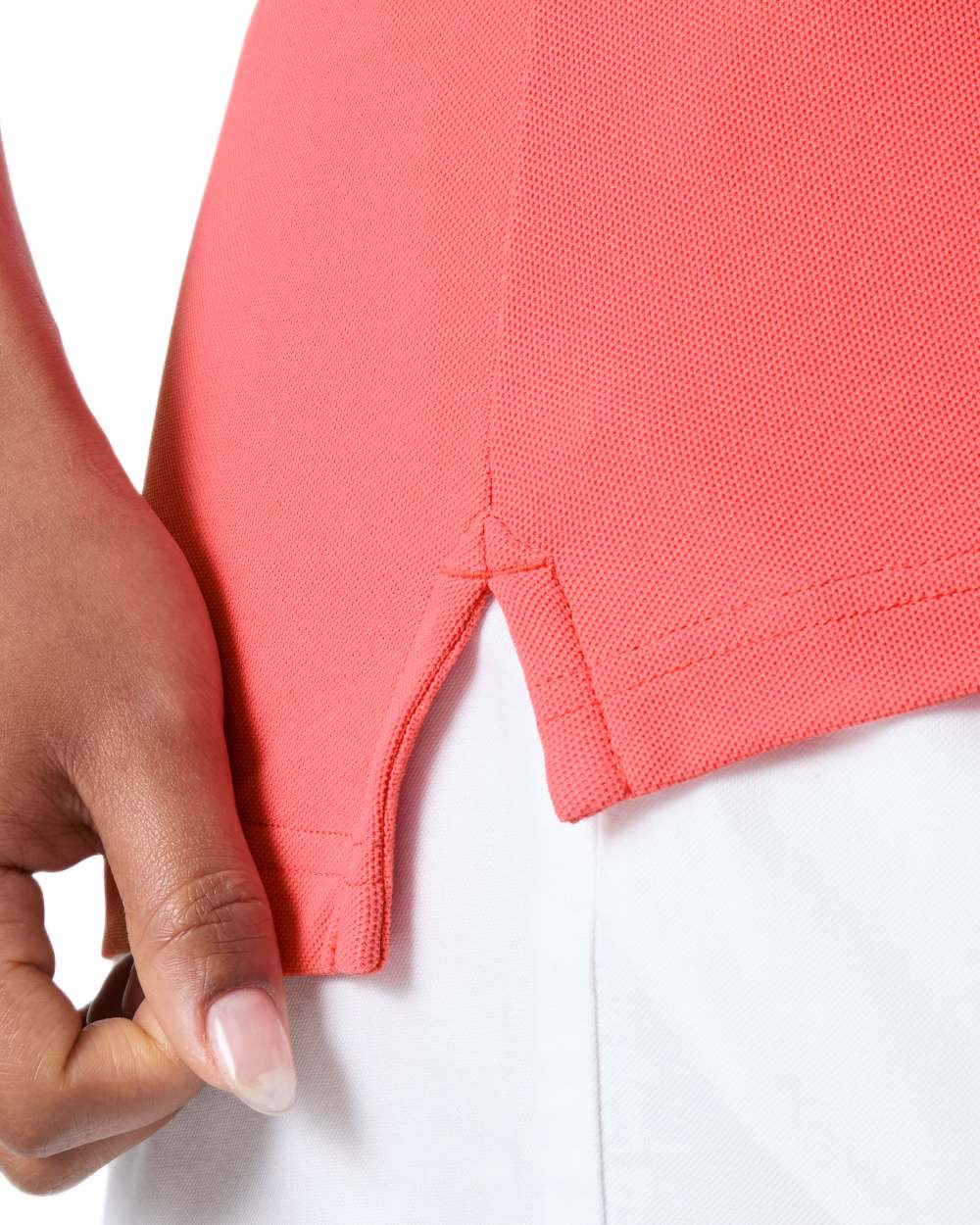 Sunset Pink coloured Helly Hansen Womens Crewline Polo on White background 