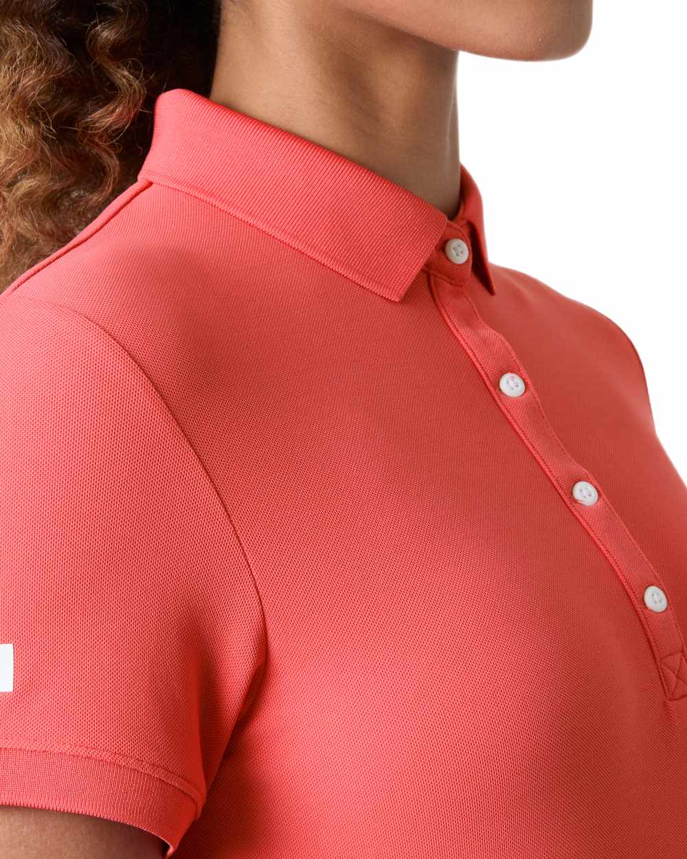 Sunset Pink coloured Helly Hansen Womens Crewline Polo on White background 