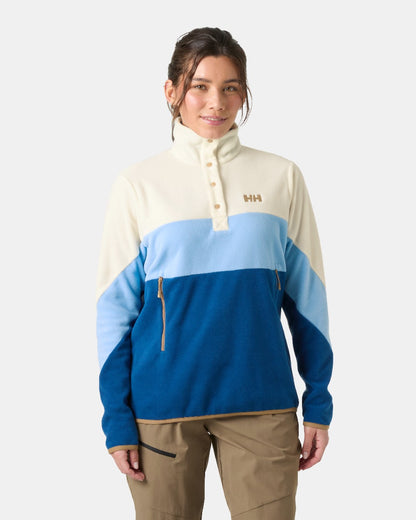 Dark Blue Coloured Helly hansen Womens Day Breaker Hugg Snap Fleece on White Background 