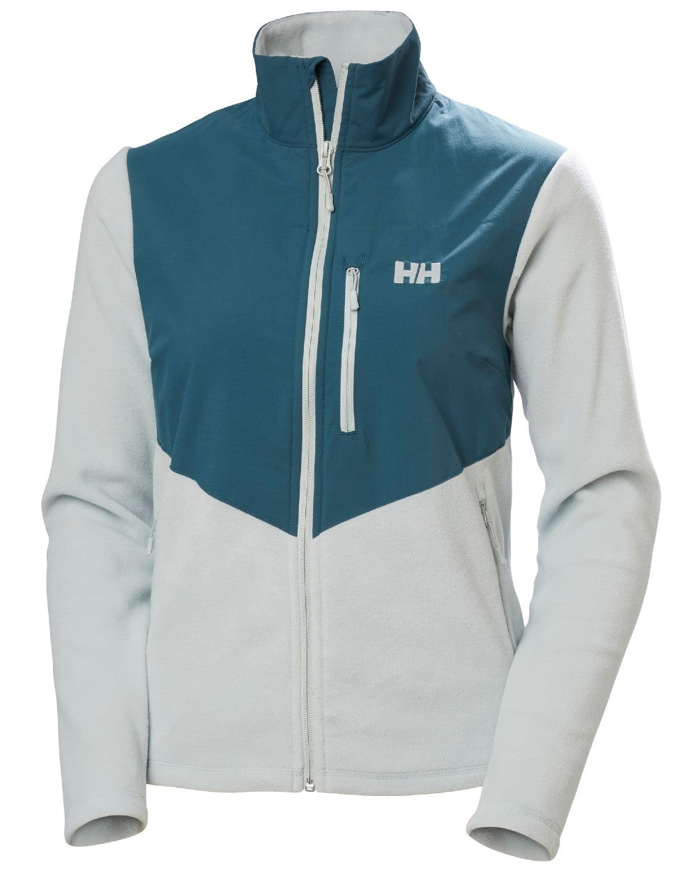 Green Mist coloured Helly Hansen Womens Daybreaker Block Fleece Jacket on white background 