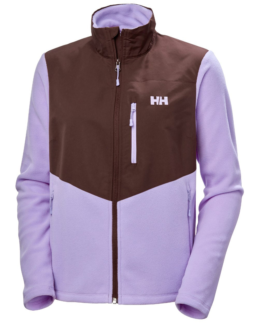 Heather coloured Helly Hansen Womens Daybreaker Block Fleece Jacket on white background 