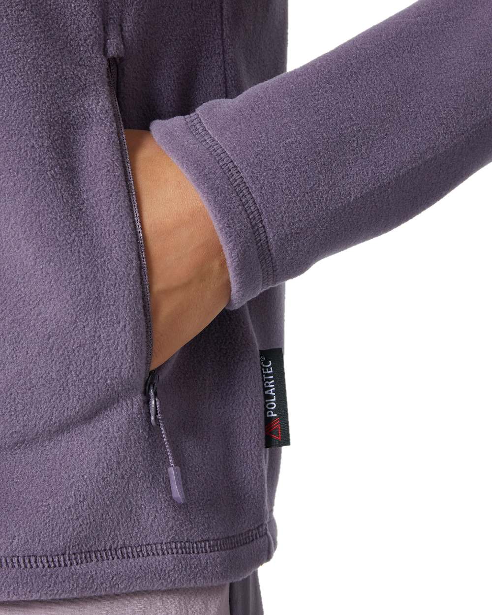Smoked Purple coloured Helly Hansen Womens Daybreaker Block Fleece Jacket on white background 