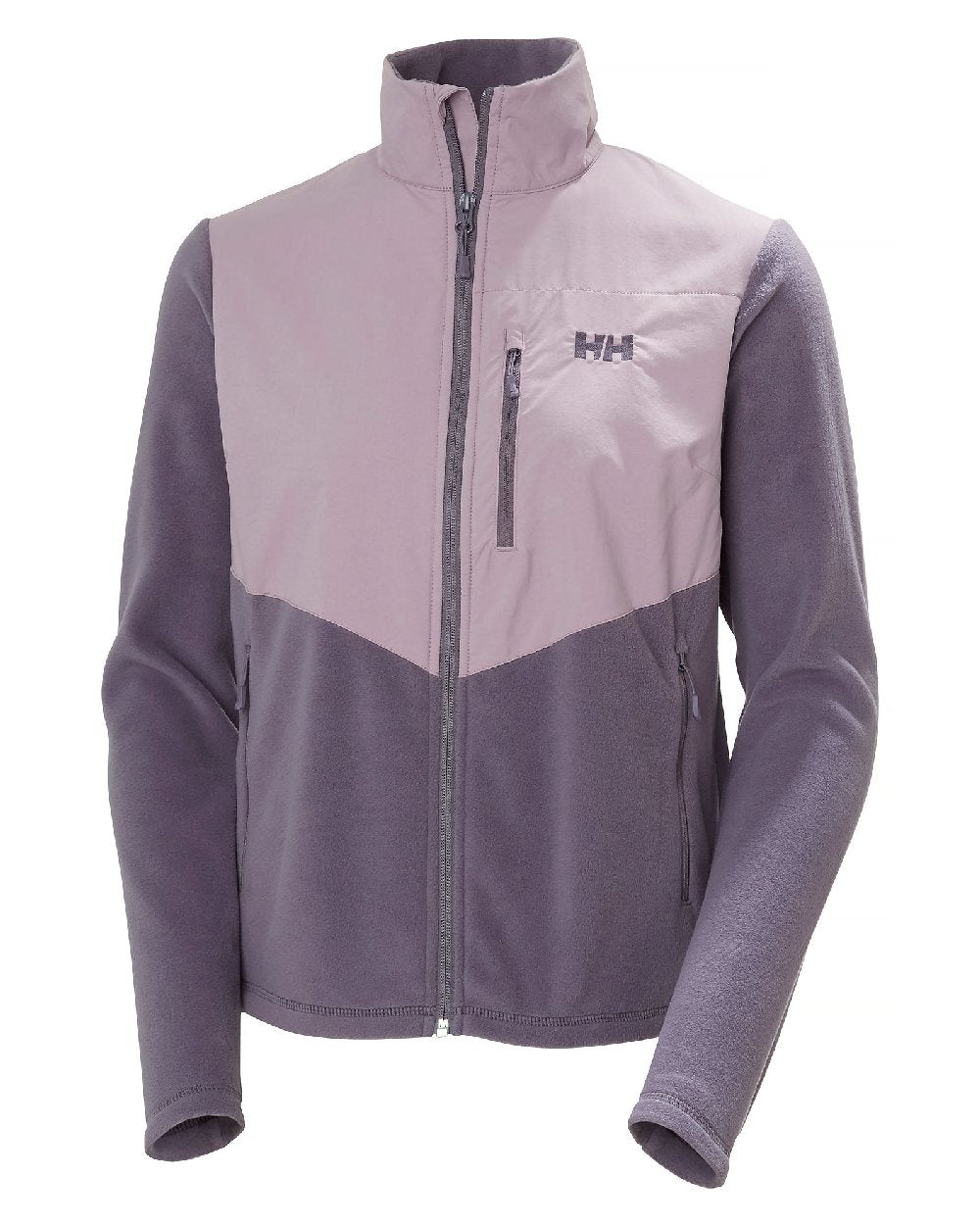 Smoked Purple coloured Helly Hansen Womens Daybreaker Block Fleece Jacket on white background 