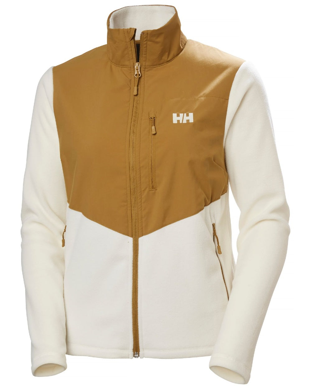 Snow coloured Helly Hansen Womens Daybreaker Block Fleece Jacket on white background 