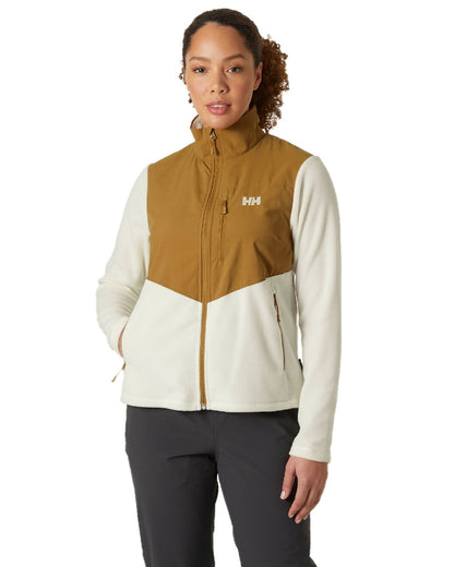 Snow coloured Helly Hansen Womens Daybreaker Block Fleece Jacket on white background 