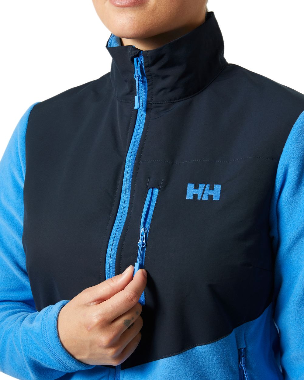  Ultra Blue coloured Helly Hansen Womens Daybreaker Block Fleece Jacket on white background 