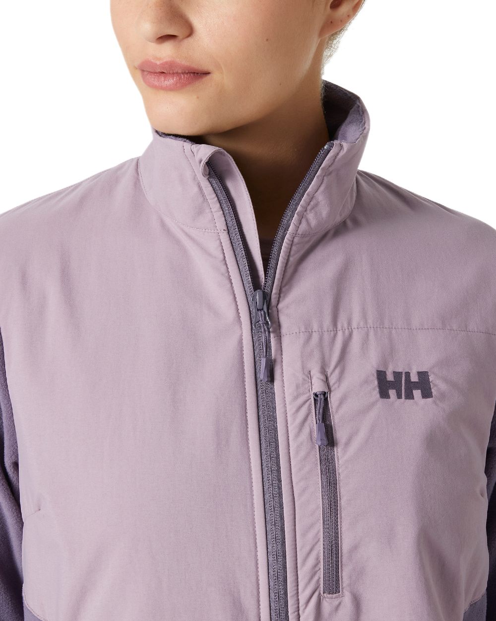  Smoked Purple coloured Helly Hansen Womens Daybreaker Block Fleece Jacket on white background 