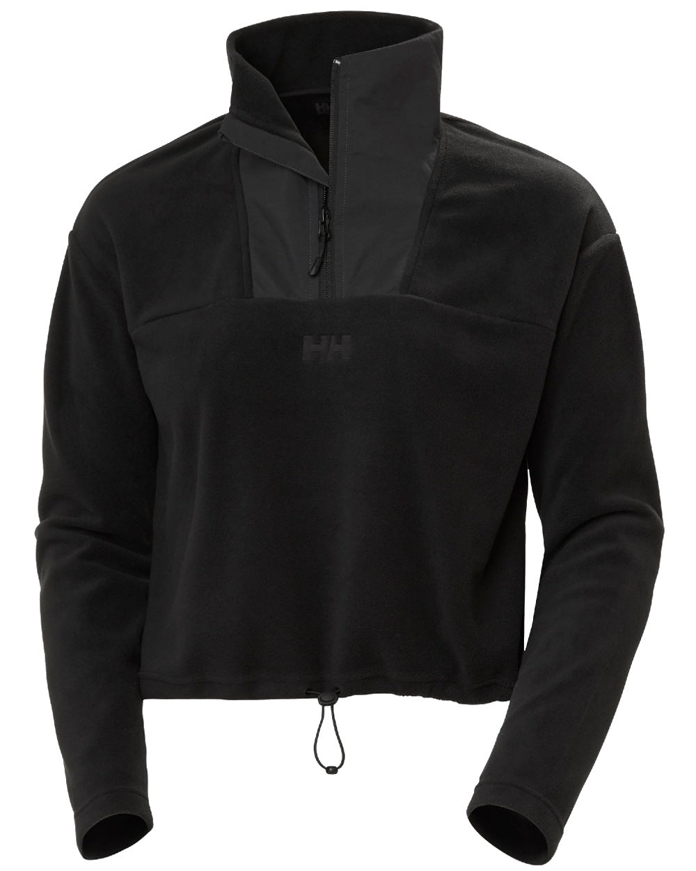 Black Coloured Helly Hansen Womens Daybreaker Cropped Fleece Jacket on white background 