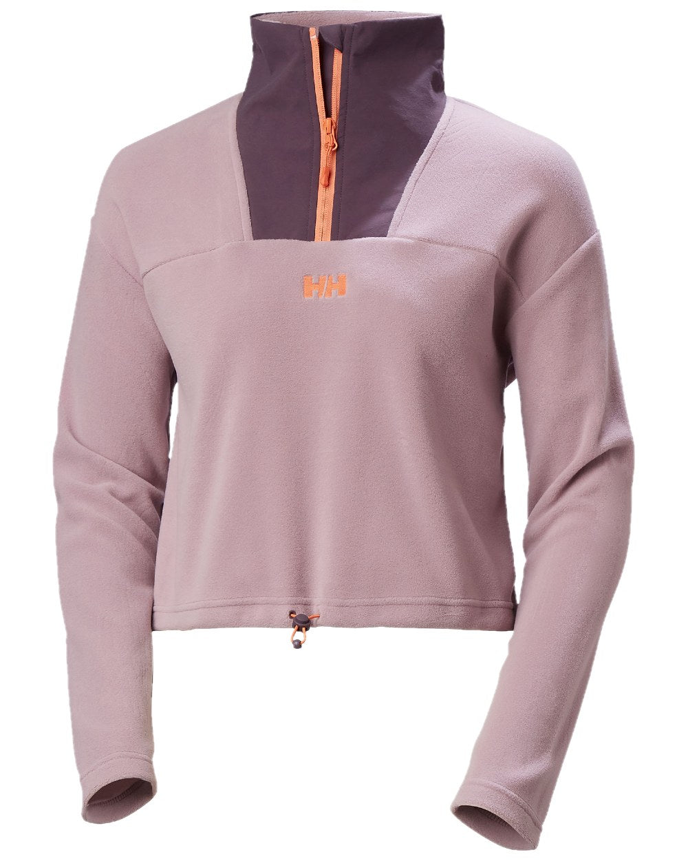 Purple Clay Helly Hansen Womens Daybreaker Cropped Fleece Jacket on white background 