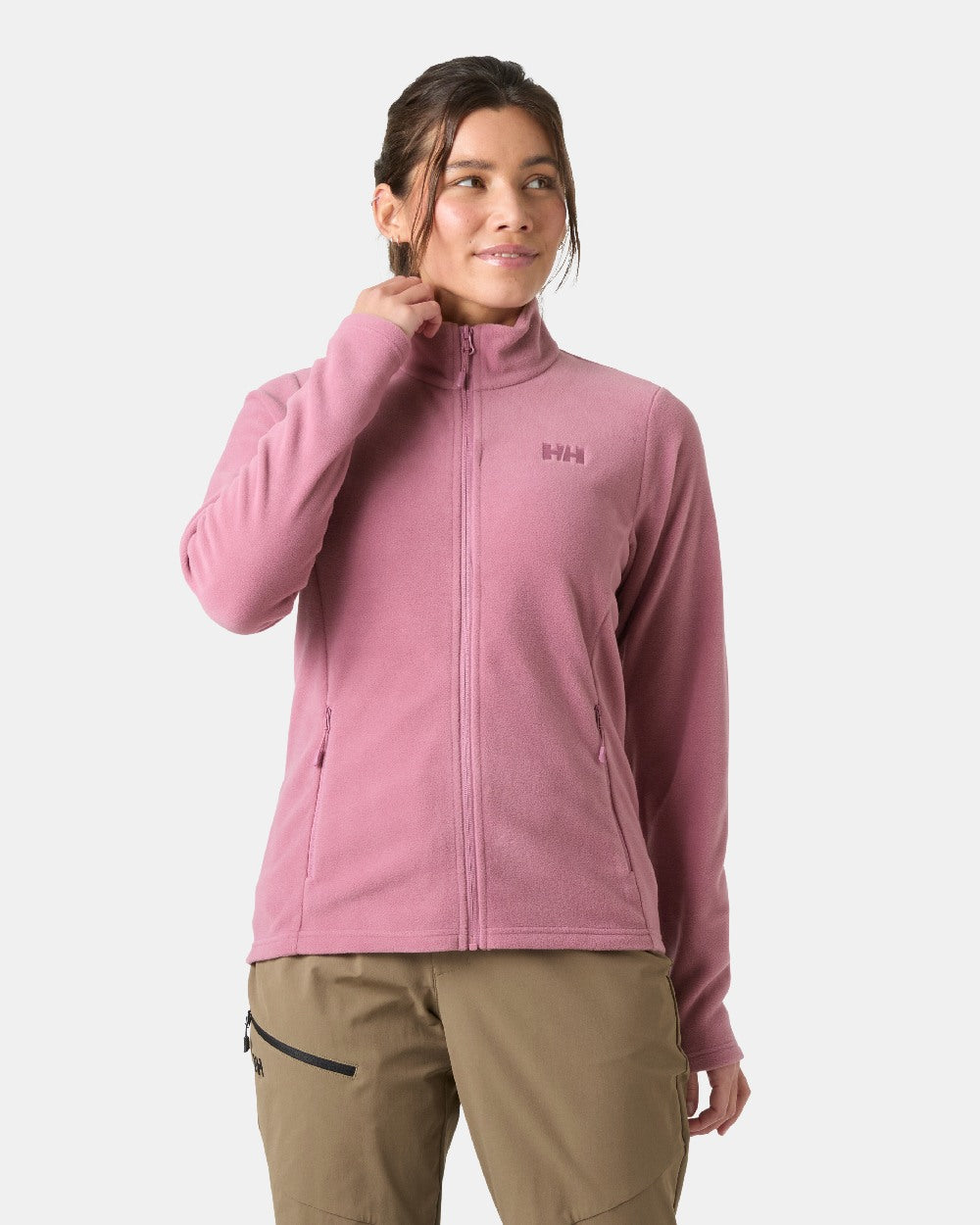 Wild Berry Coloured Helly Hansen Womens Daybreaker Fleece Jacket on White Background 