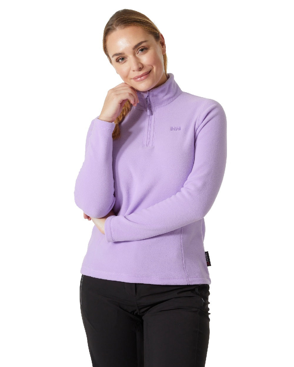 Heather coloured Helly Hansen Womens Daybreaker Half Zip Fleece on white background 