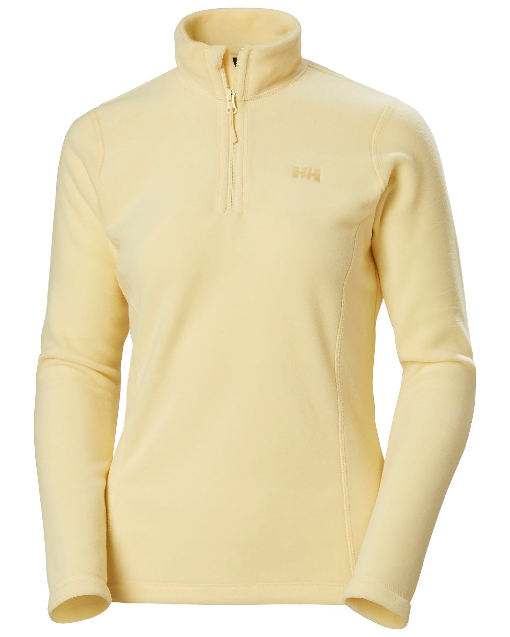 Yellow Cream coloured Helly Hansen Womens Daybreaker Half Zip Fleece on white background 