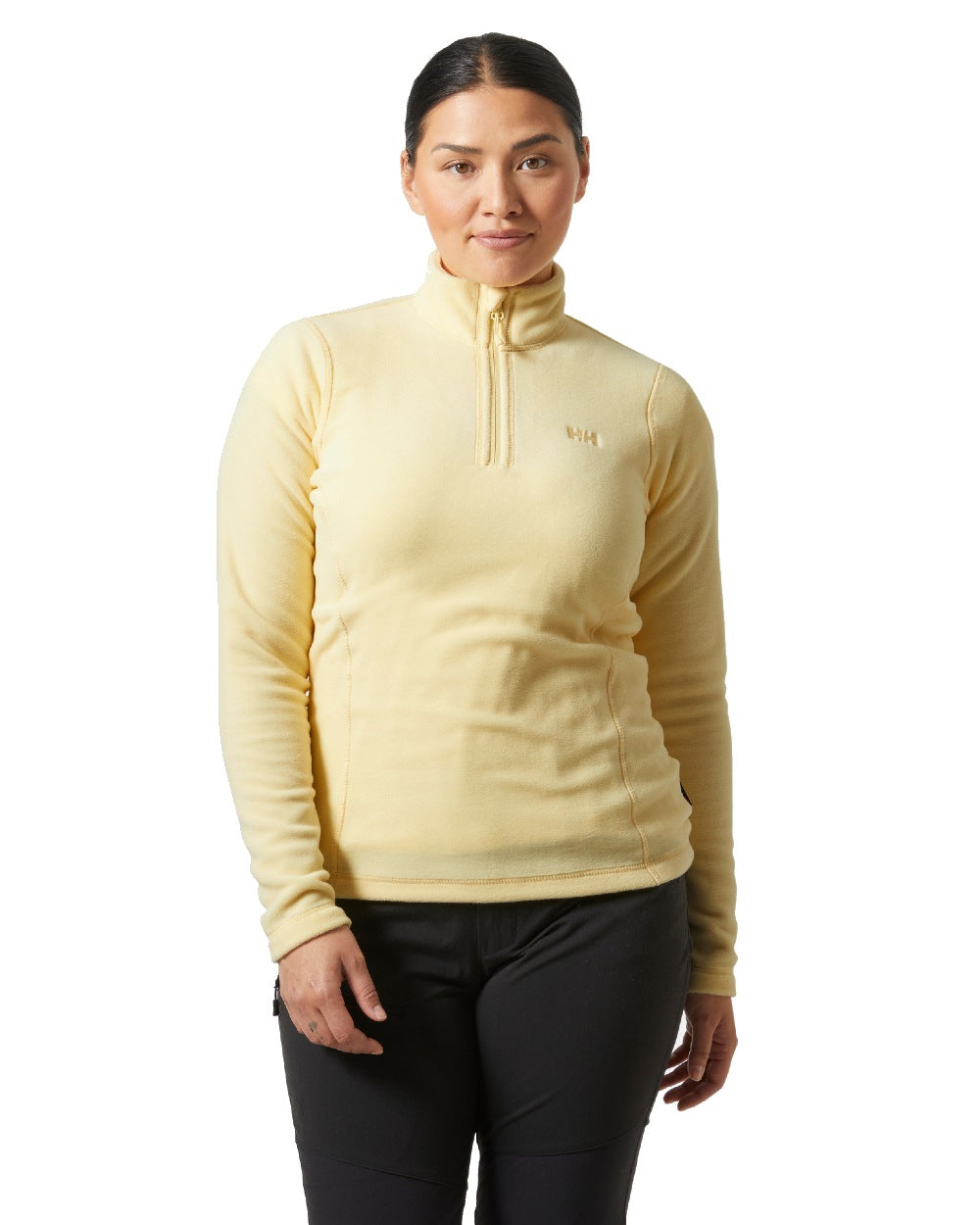 Yellow Cream coloured Helly Hansen Womens Daybreaker Half Zip Fleece on white background 