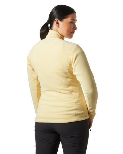 Yellow Cream coloured Helly Hansen Womens Daybreaker Half Zip Fleece on white background 