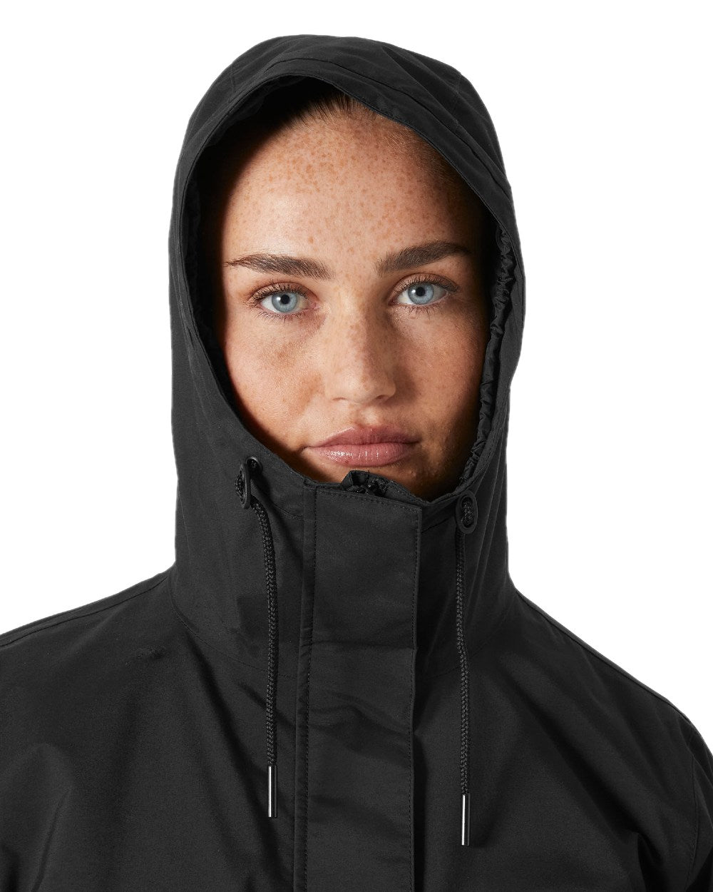 Black coloured Helly Hansen Womens Escape Utility Raincoat on white background 