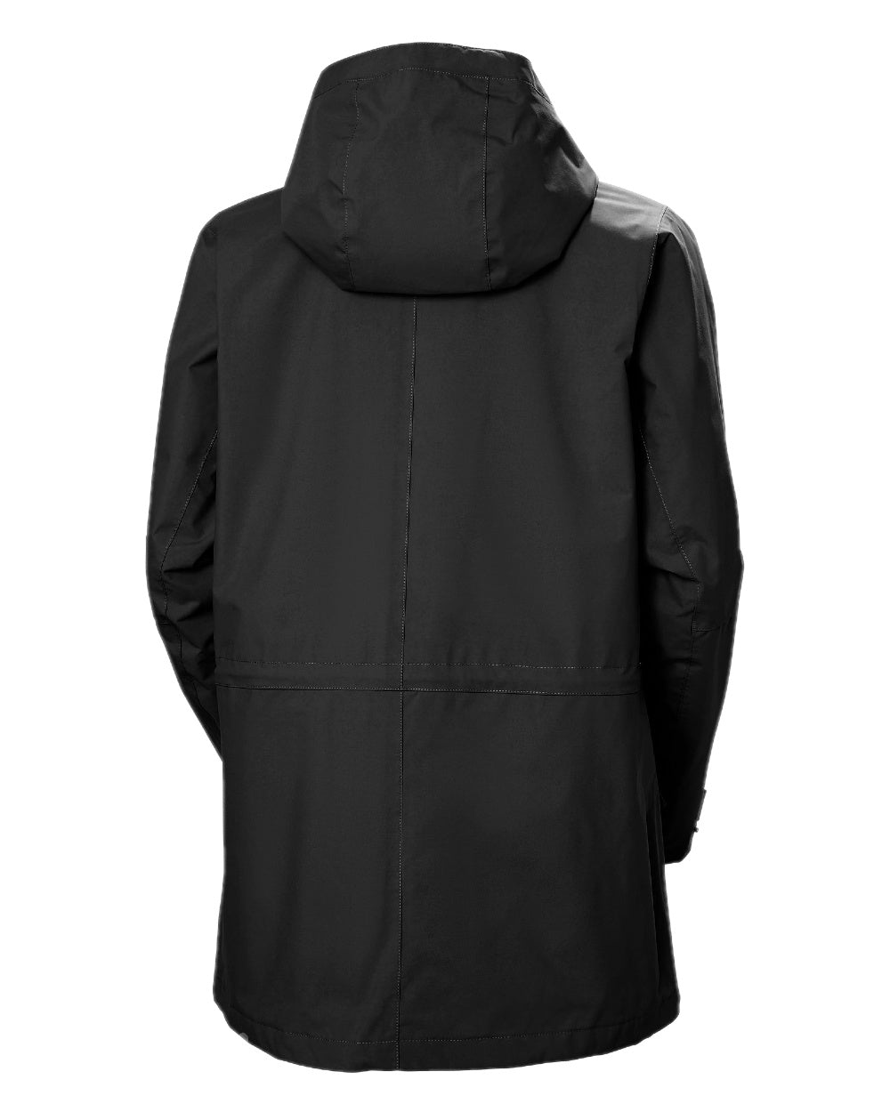 Black coloured Helly Hansen Womens Escape Utility Raincoat on white background 