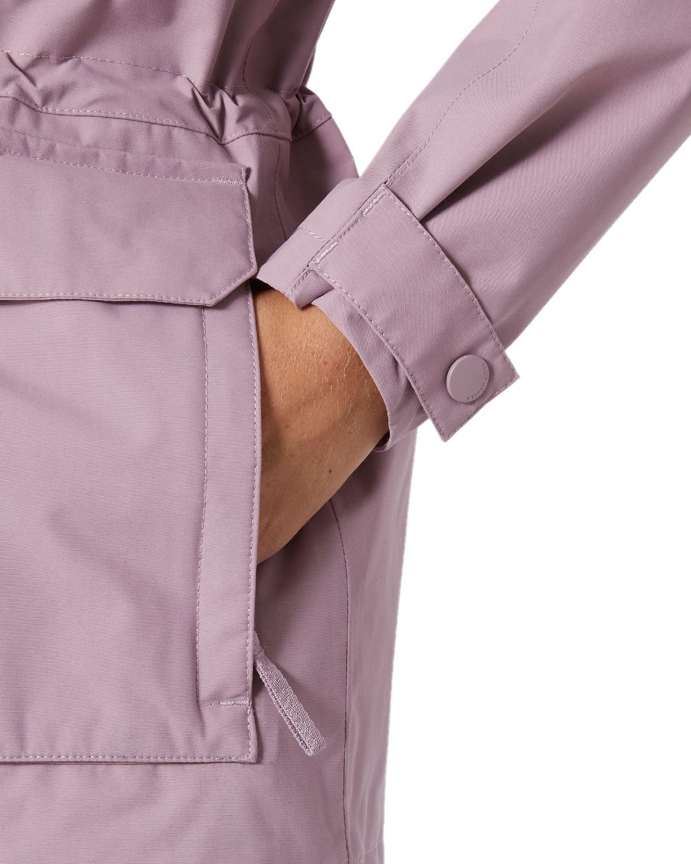 Purple Clay coloured Helly Hansen Womens Escape Utility Raincoat on white background 